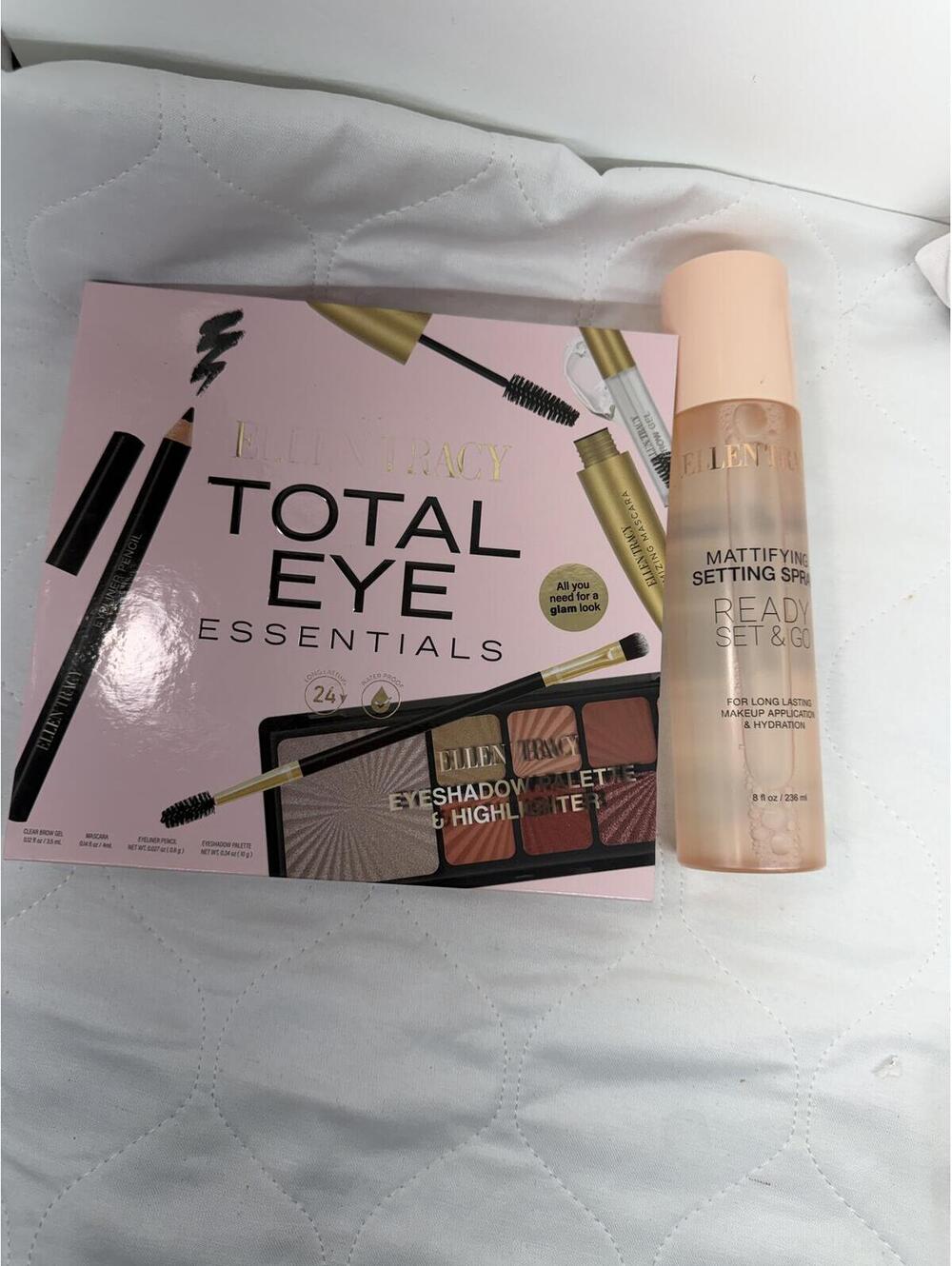 Ellen Tracy Total Eye Essentials 5pc Set & FULL SIZE 8oz Mattifying Spray - NEW
